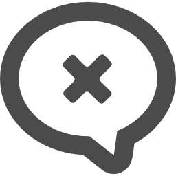 白い背景に濃いグレーの×印を含む、吹き出し形状のエラー通知アイコン